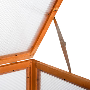 Invernadero Jardín de Madera Policarbonato 3 Pisos con Tapa Abatible 76x47x110cm