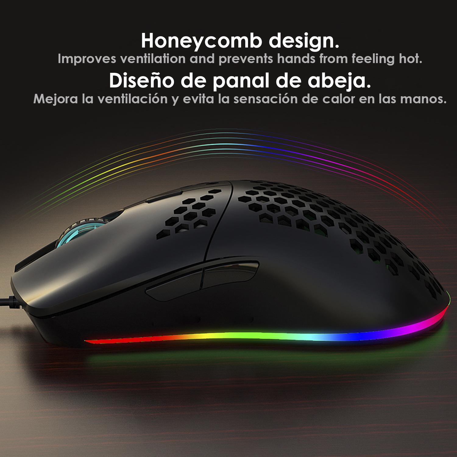 Mouse da gioco C-7, fino a 16.000 DPI, 1000 Hz, 7 pulsanti programmabili. Illuminazione LED RGB.