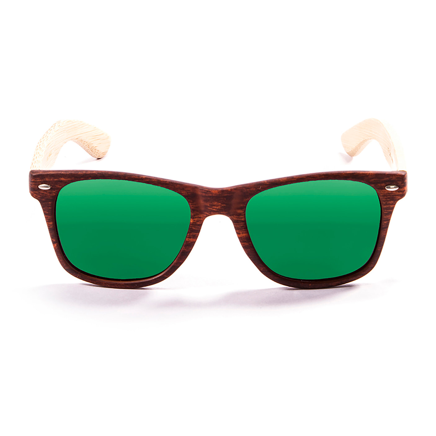 Gafas de sol OCEAN BEACH WOOD - Patillas marrón mate y bambú y / Revo verde