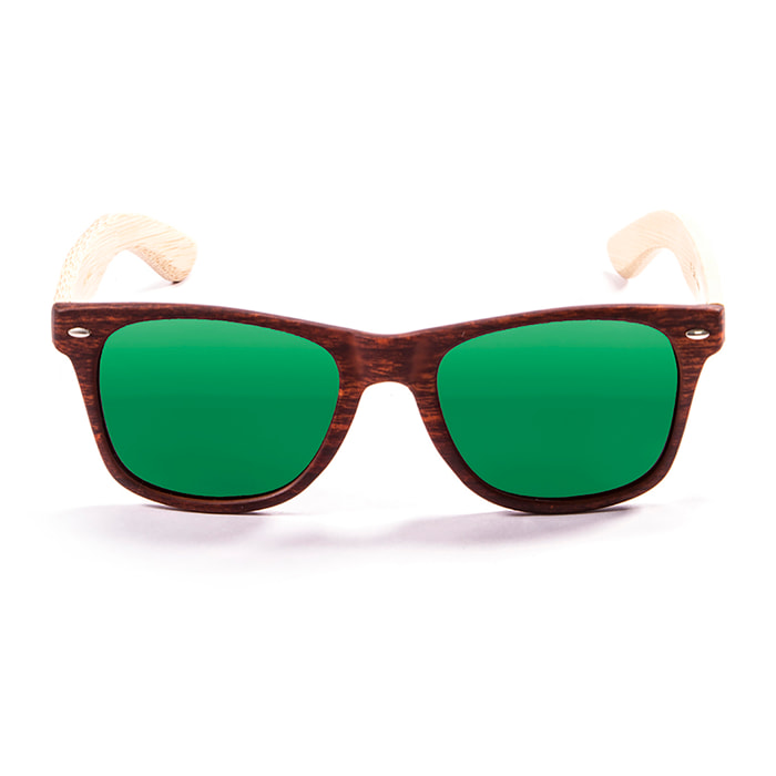 Gafas de sol OCEAN BEACH WOOD - Patillas marrón mate y bambú y / Revo verde