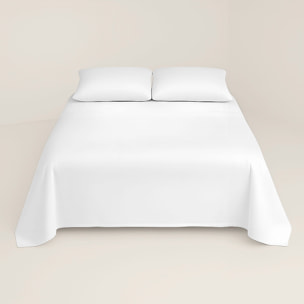 Juego de Sábanas Lisas - 100% Microfibra - Incluye 1 o 2 Fundas de Almohada + 1 Sábana Bajera - Blanco Óptico