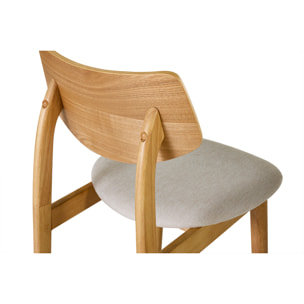 Chaises scandinaves en bois clair et tissu effet velours texturé beige (lot de 2) ELION