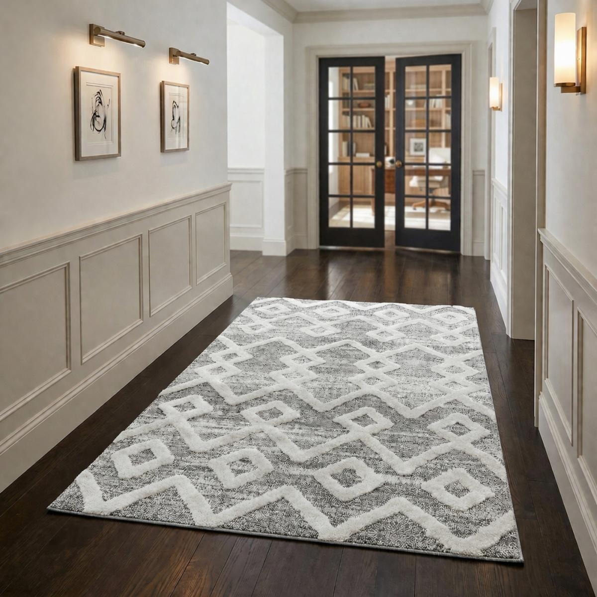 Tapis salon et chambre tissé motif scandinave HAPA