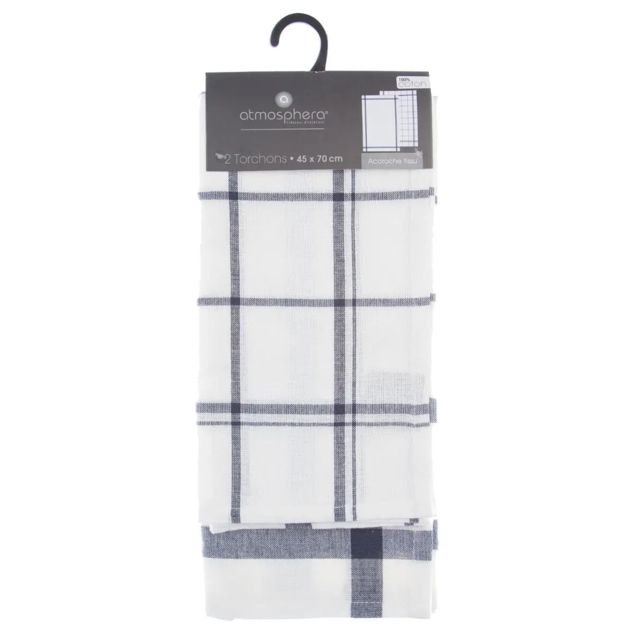 Lot de 2 torchons "Tradition" en coton bleu 45x70cm