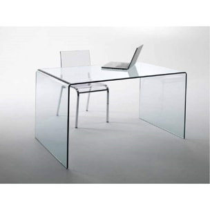 Scrivania Scrittoio da Ufficio Studio Soggiorno in Vetro Curvato Design Curvo Stile Moderno Minimal Chic - Luxury Z-09 - 120 x 74 x 70 cm Trasparente