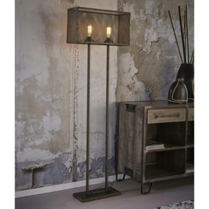 Lampadaire industriel grillagé forme rectangle RALF