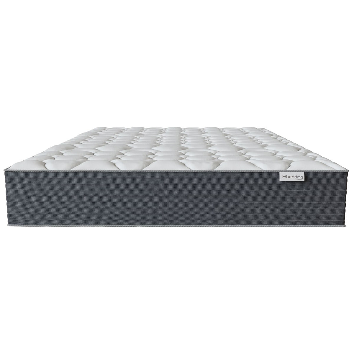 Ensemble lit 140x190cm + matelas Memo HR avec tête de lit capitonnée en tissu gris clair - sommier à lattes - Milo