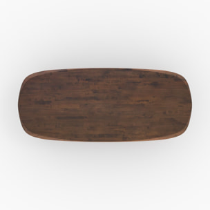 Table rectangulaire en bois d'hévéa massif foncé 8 personnes - Merlin