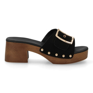 Sandalia tacon tipo zueco mujer