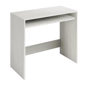 Scrivania Portland, Scrittoio lineare con ripiano fisso, Tavolo da studio o ufficio porta PC, cm 79x43h87, Bianco effetto legno