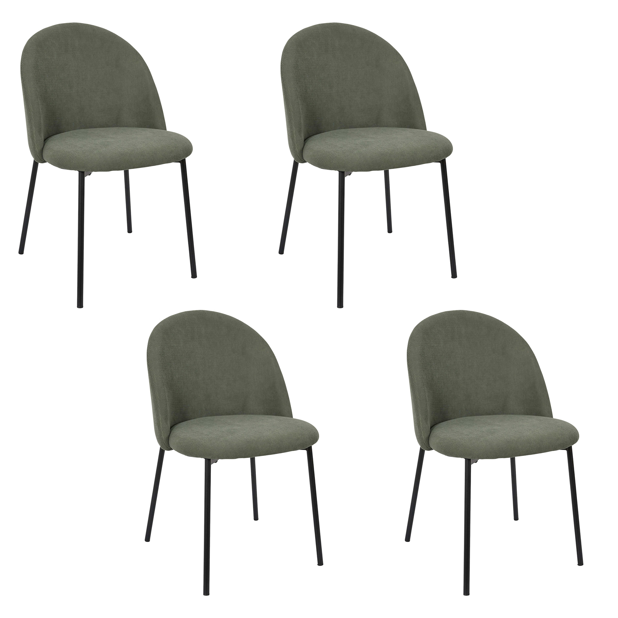 Lot de 4 Chaises - HOME DECO FACTORY - Jules - Côtelé - Vert