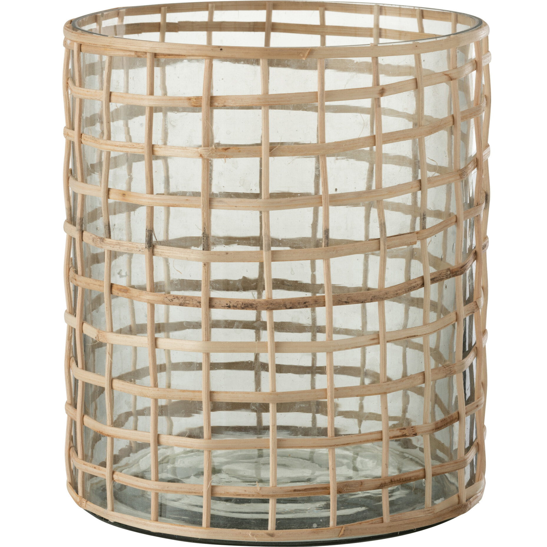 J-Line photophore Violet - verre/rotin - naturel