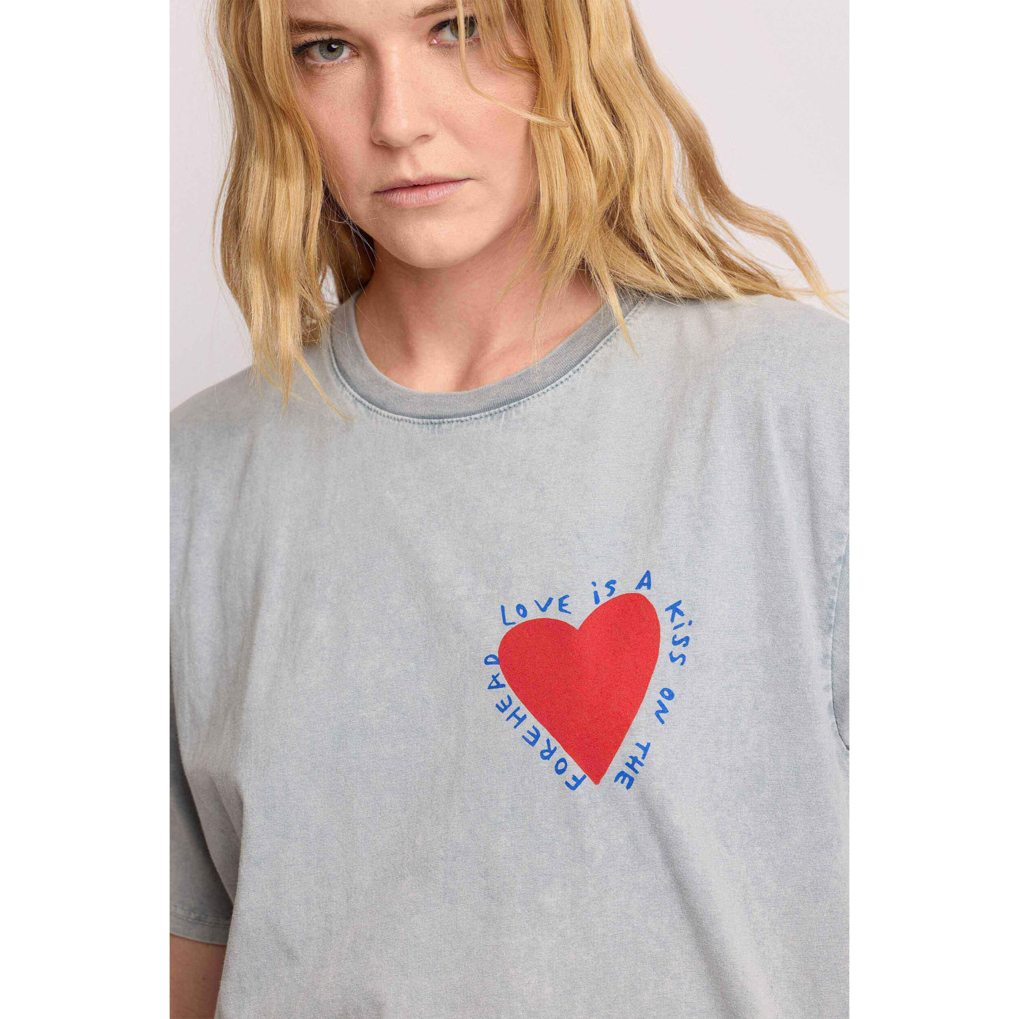 Kocca - T-shirt con stampa a cuore Donna, Tinta unita, Girocollo