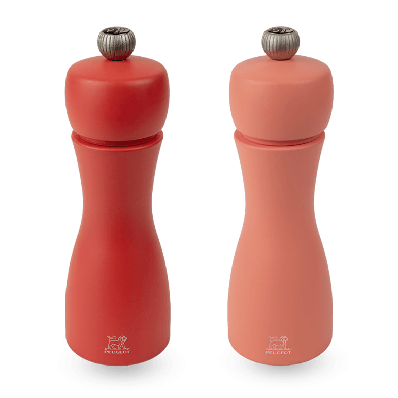 Duo de moulins à poivre et à sel manuels en bois, feu, 15 cm Tahiti