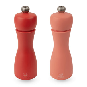 Duo de moulins à poivre et à sel manuels en bois, feu, 15 cm Tahiti