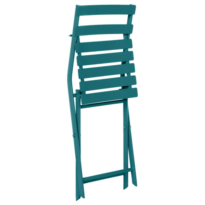 Chaise de jardin pliante "Greensboro" bleu canard en acier traité époxy