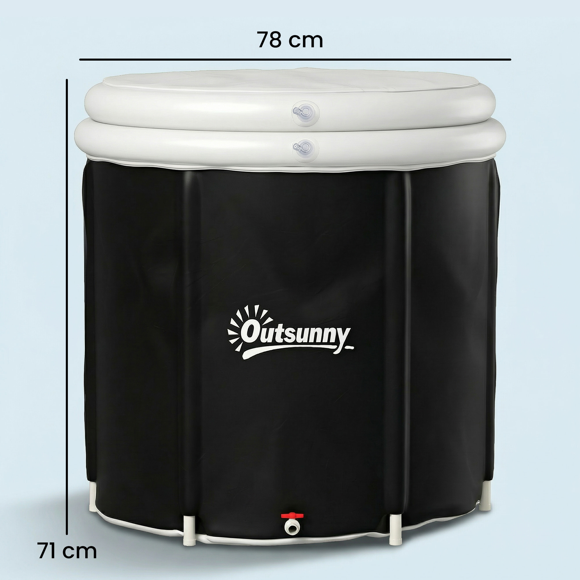 Bañera de Hielo, 280L, Bañera Hinchable Portátil para Recuperación de Atletas en Agua Fría, con Cubierta y Bomba, Barril de Hielo de Múltiples Capas, para Interior y Exterior, Ø78x71 cm