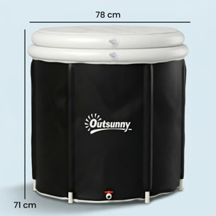 Bañera de Hielo, 280L, Bañera Hinchable Portátil para Recuperación de Atletas en Agua Fría, con Cubierta y Bomba, Barril de Hielo de Múltiples Capas, para Interior y Exterior, Ø78x71 cm