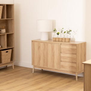 Buffet placard 3 tiroirs effet chêne naturel "Abana"