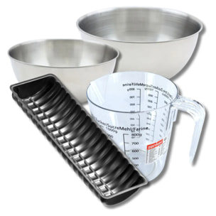 Set pâtisserie avec moule à bûches de Noël 32 cm, 2 bols à mixer, verre mesureur et spatule Zenker