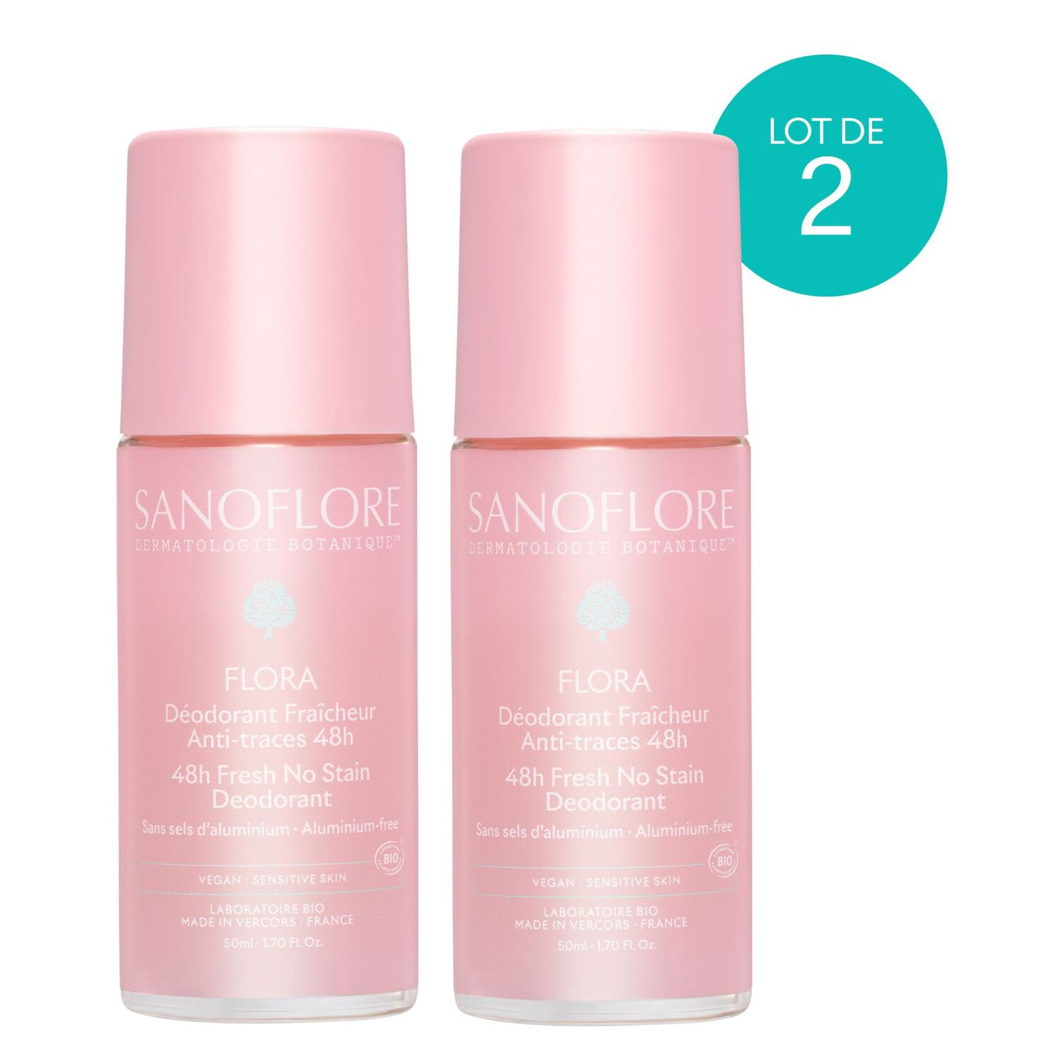 48H Flora - Déodorant Roll-On Bio 2x50 ml