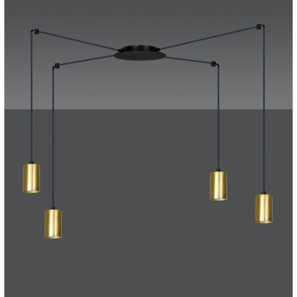 Lampada a sospensione TRAKER in acciaio nero e oro