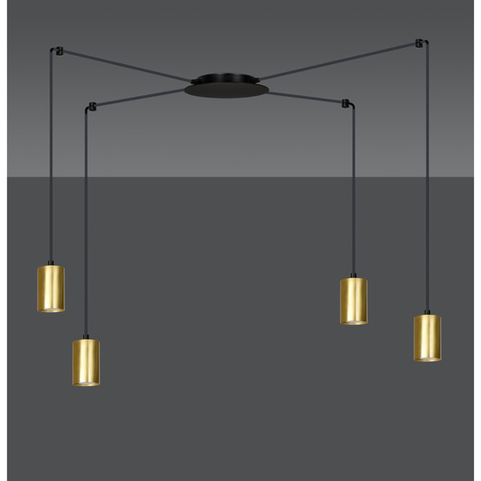 Lampada a sospensione TRAKER in acciaio nero e oro