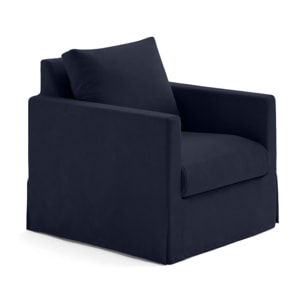 Serena - fauteuil déhoussable en tissu - Bleu marine