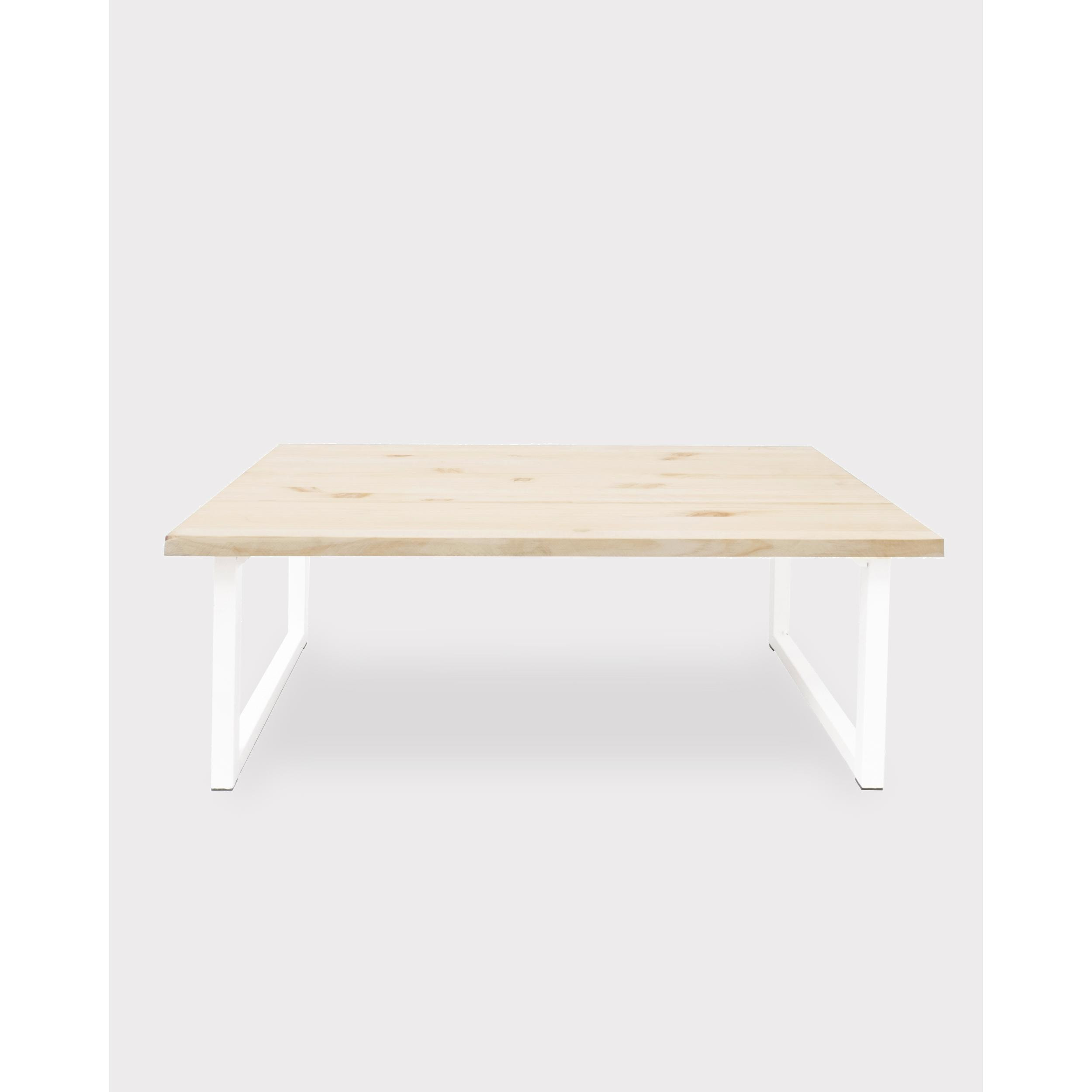 Table basse en bois massif, ton naturel, avec pieds en fer blanc, 40x100cm Hauteur: 40 Longueur: 100 Largeur: 60
