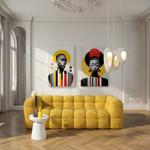 Tableau en verre femme rétro jaune 80x120cm Kare Design