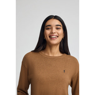 Maglione cammello vigorè a girocollo in misto lana con ricamo Rigby Go