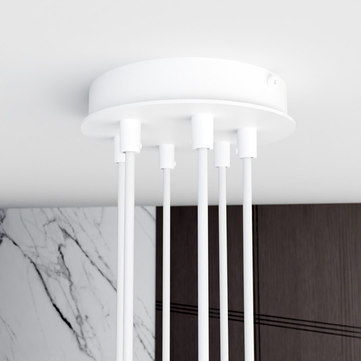 Lampada a sospensione Modus in acciaio bianco opaco
