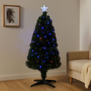 Árbol de navidad de fibra óptica con 20 luces led multicolor con estrella 43x43x90cm