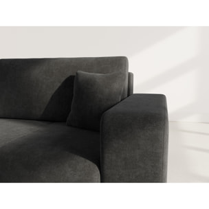 Nicole - Canapé droit 4 places convertible avec coffre en tissu - Gris Anthracite