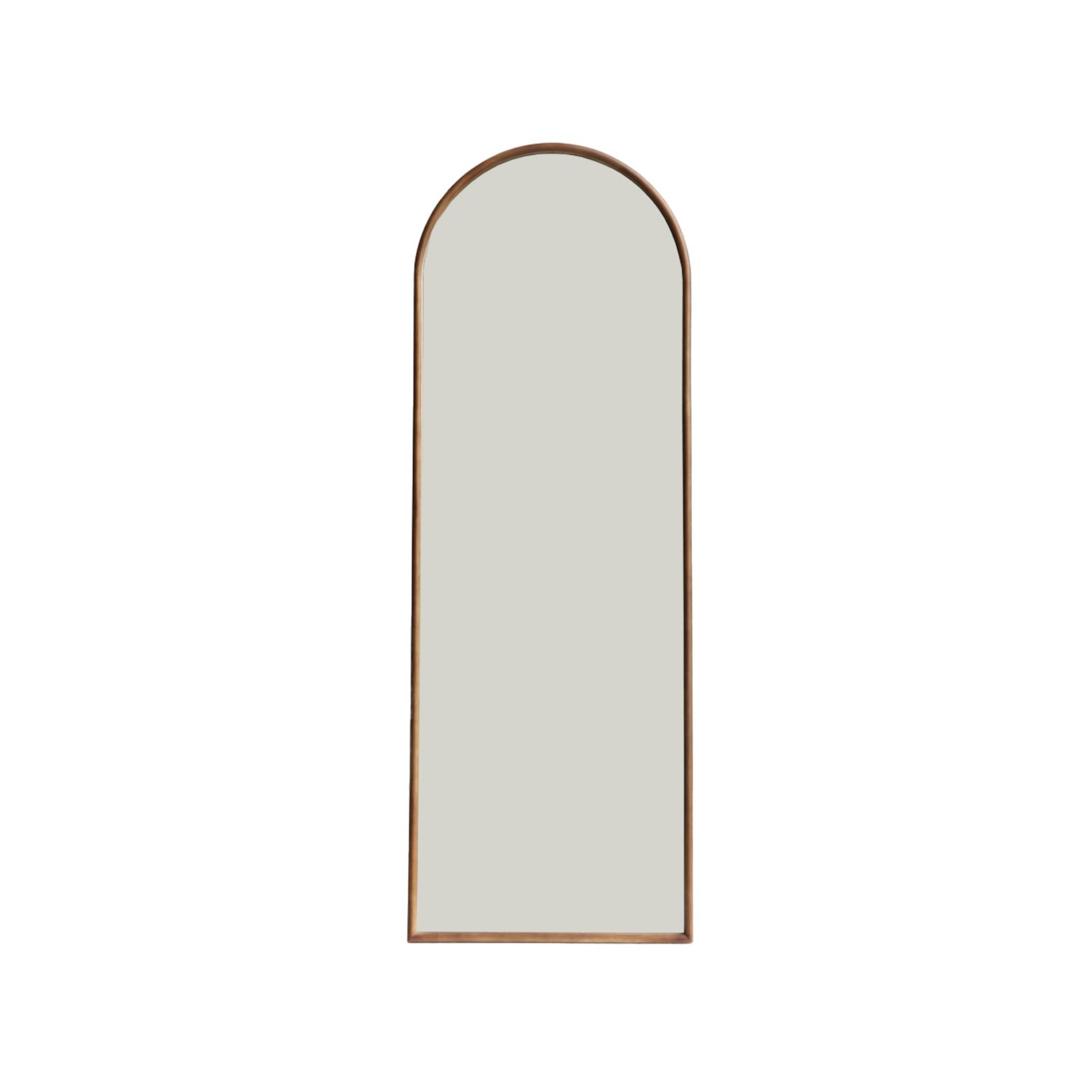 Miroir arche sur pied bois d'hévéa pied en acier 170cm LIAM