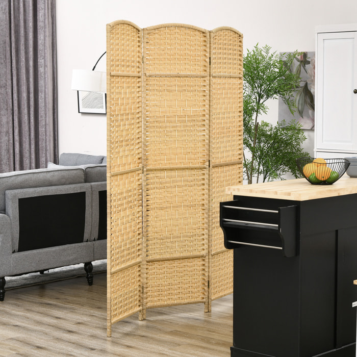Biombo Plegable de 3 Paneles 135x180 cm Biombo Separador de Ambientes Pantalla de Privacidad de Polipropileno para Oficina Dormitorio Natural
