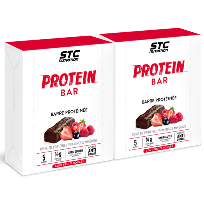 STC Nutrition - Protein Bar Fruits Rouges - 15 g de Protéines par Barre + Vitamines & Minéraux - En-Cas Protéiné - Lot de 2 Étuis de 5 Barres x 45 g