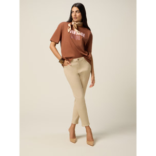 Oltre - Pantaloni skinny misto cotone - Beige
