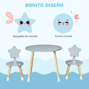 Juego de Mesa y 2 Sillas de Madera para Niños para Sala de Juego Dormitorio Gris