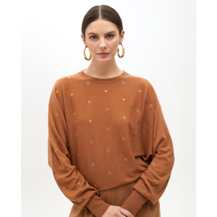 Maglione con occhielli manica cadente
