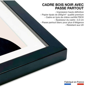 Affiche ""Coucher de lune"" Affiche + cadre en bois - Noir