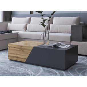 Pitt - table basse - 124 cm - style industriel - Bois / Gris