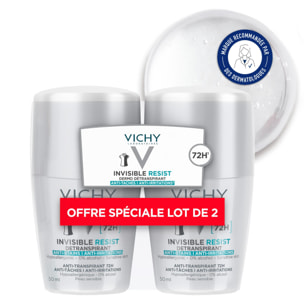 Lot*2 Vichy Dermo-détranspirant Invisible Protect 72h anti-taches anti-irritations 50ml