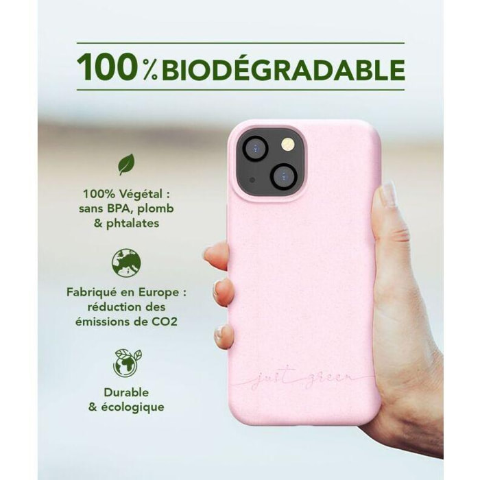 Coque JUST GREEN iPhone 13 mini Bio rose