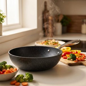 Wok 28 cm fonte aluminium revêtement antiadhésif céramique sans PFAS Fackelmann