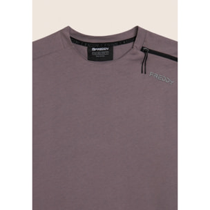 T-shirt manica lunga in jersey stretch con zip decorativa
