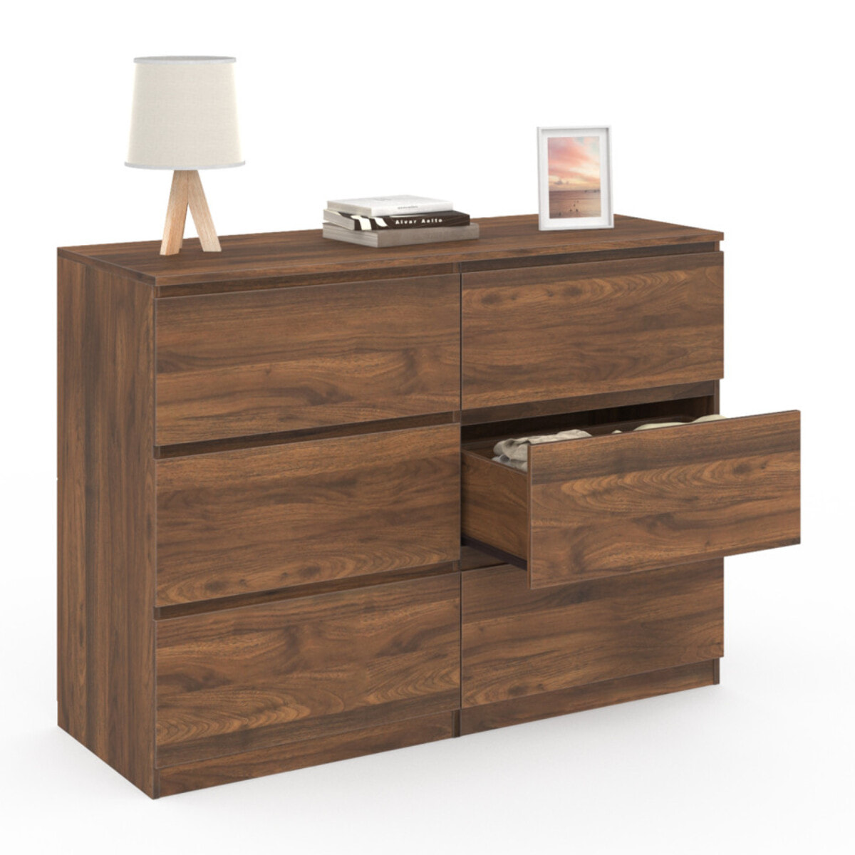 Commode 6 tiroirs Tomi - Bois noyer