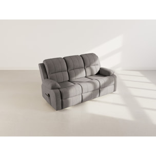 Armand - Canapé 3 places relax électrique en velours côtelé - Gris