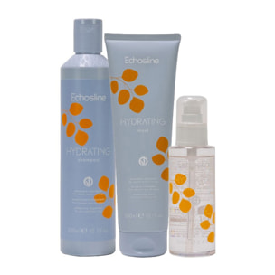 ECHOSLINE Kit Hydrating Shampoo 300ml + Mask 300ml + Fluid Crystal 100ml