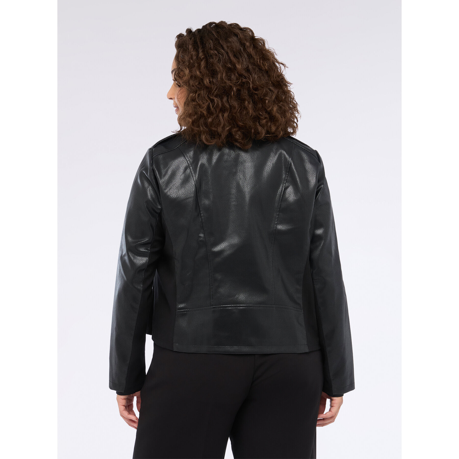 Fiorella Rubino - Chaqueta biker con tachuelas y cremallera asimétrica - Negro